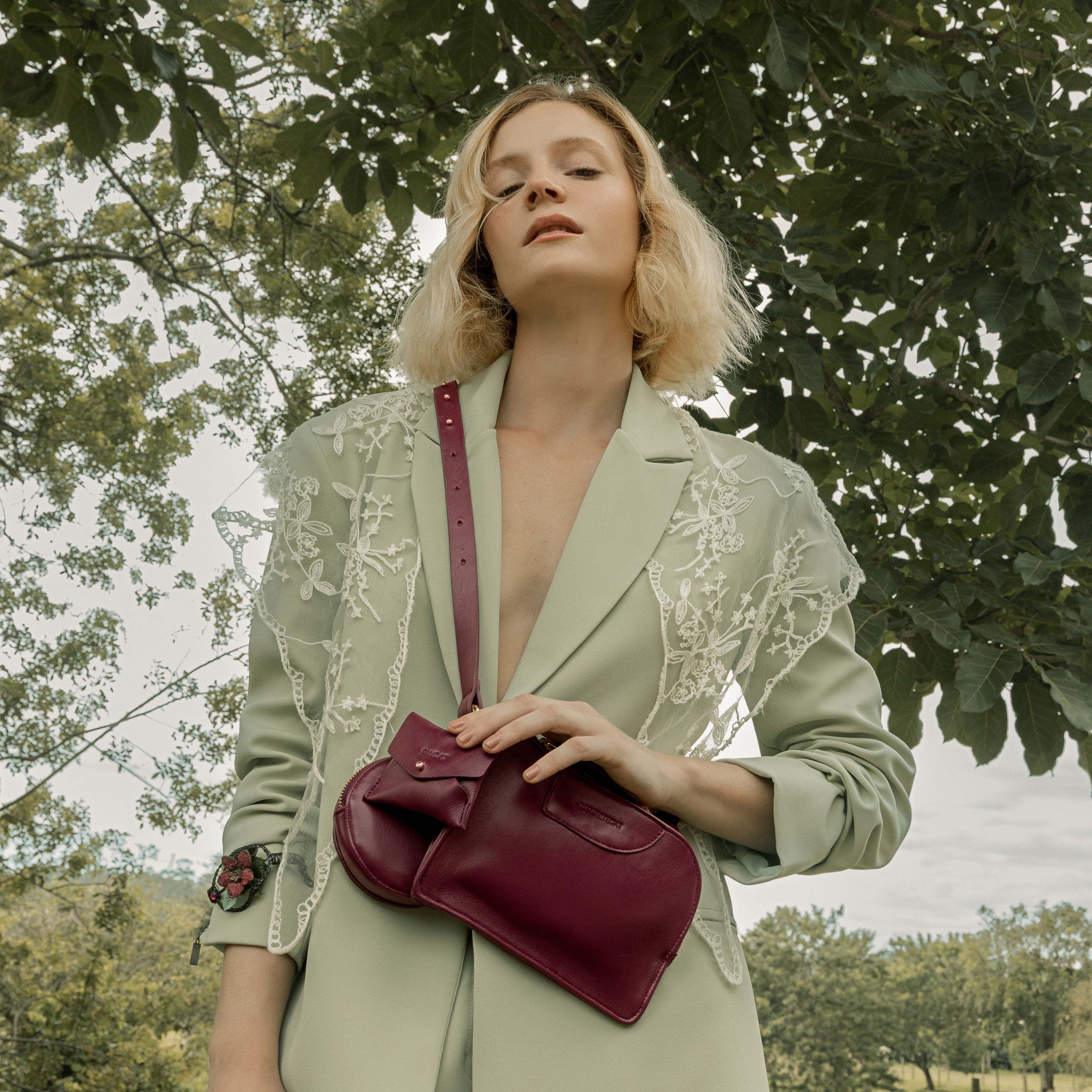 Bolsa 'Ayla' Couro Bordeaux