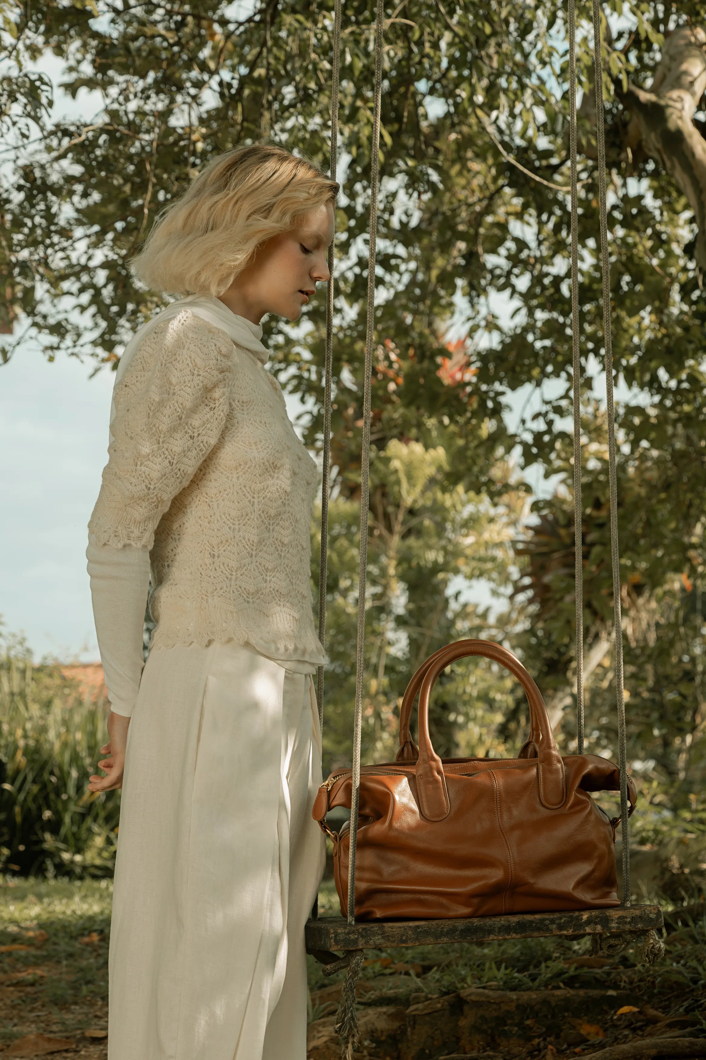 Bolsa 'Oslo' Couro Camel