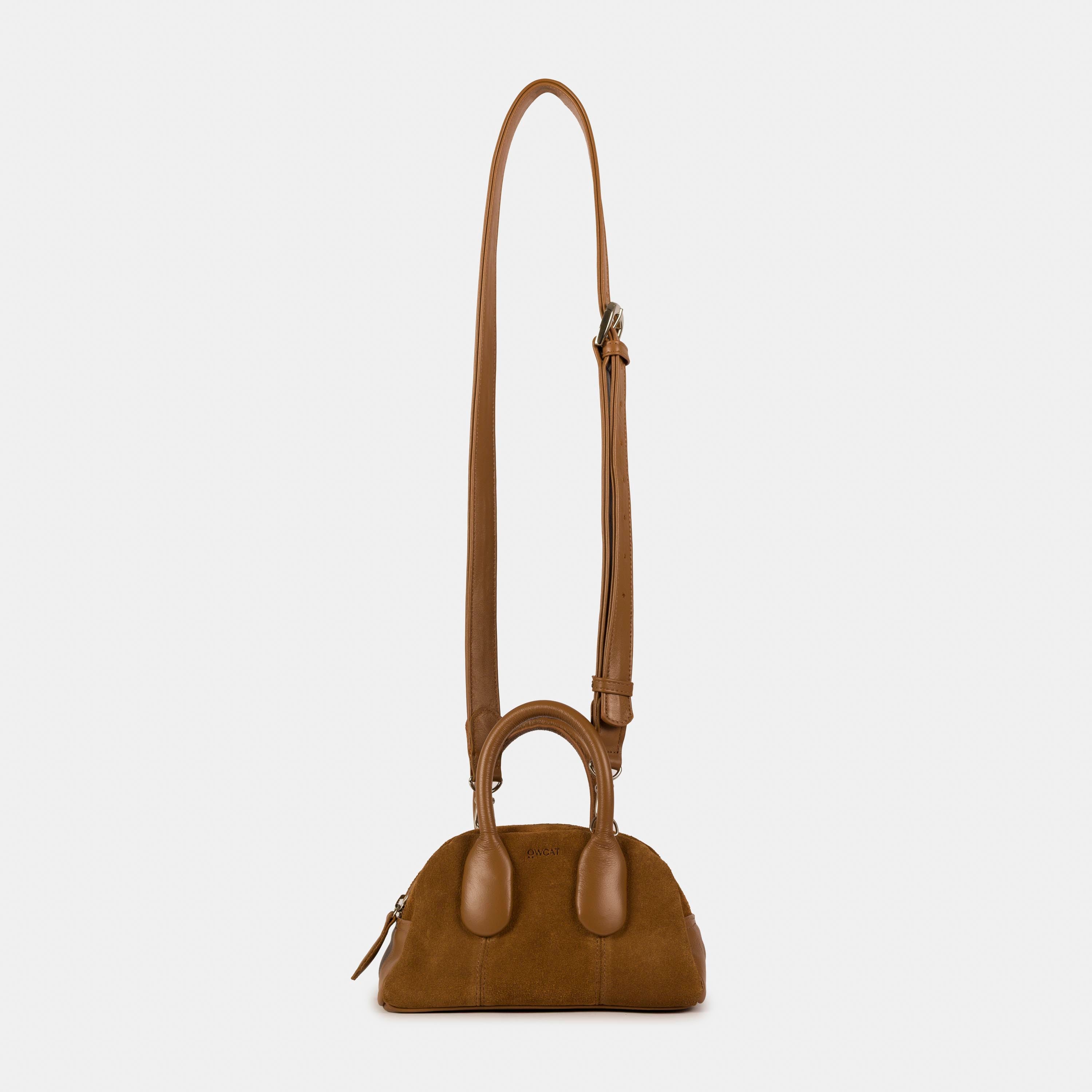 Bolsa 'Mini Suki' Couro/Camurça - Camel