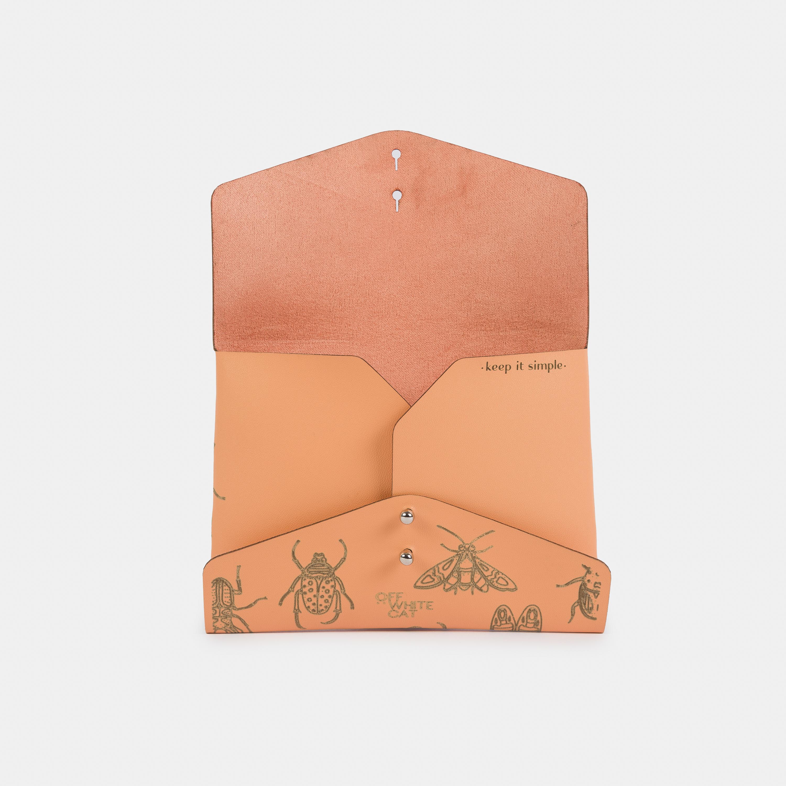 Carteira 'Lola' Peach-Off White Cat-