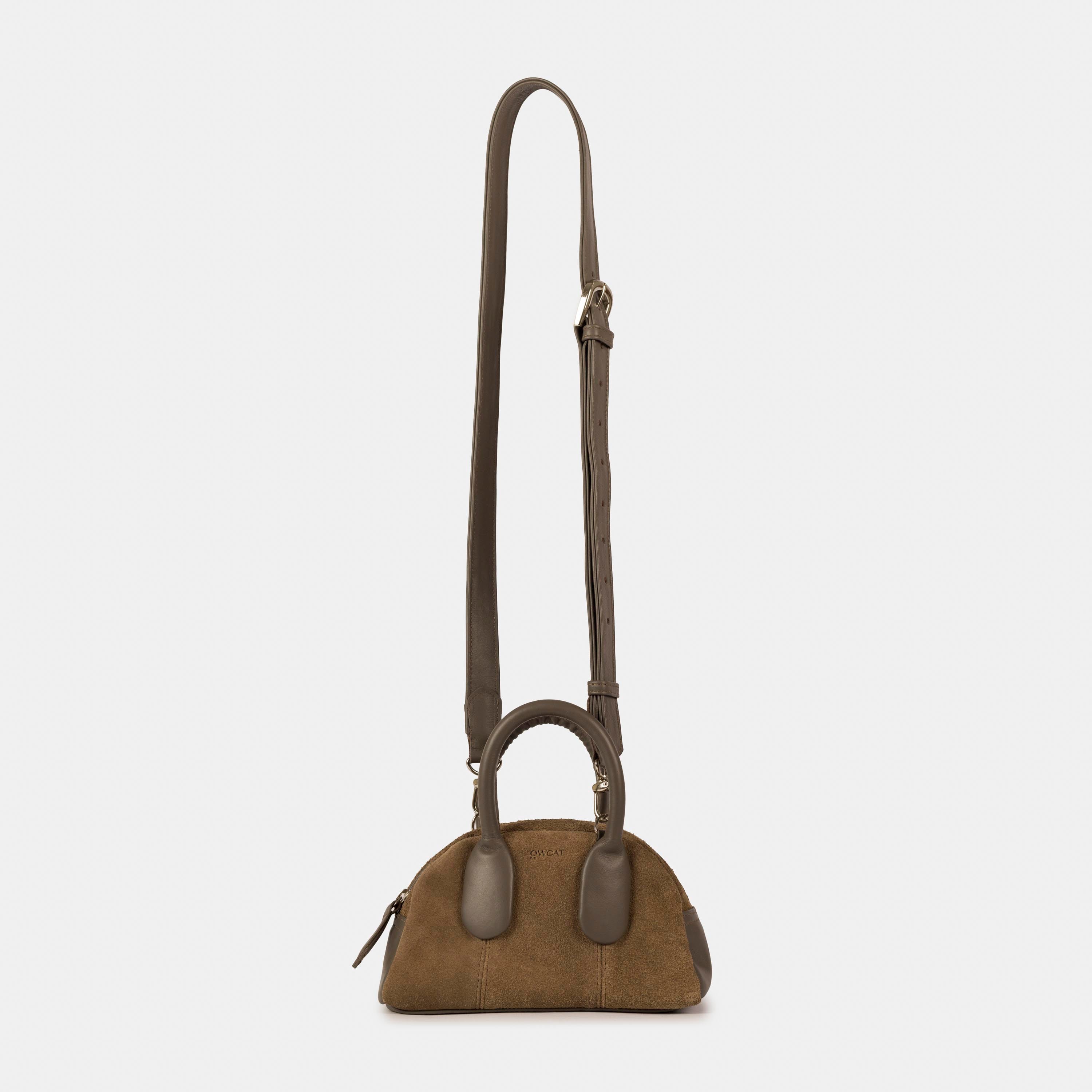 Bolsa 'Mini Suki' Couro/Camurça - Grey