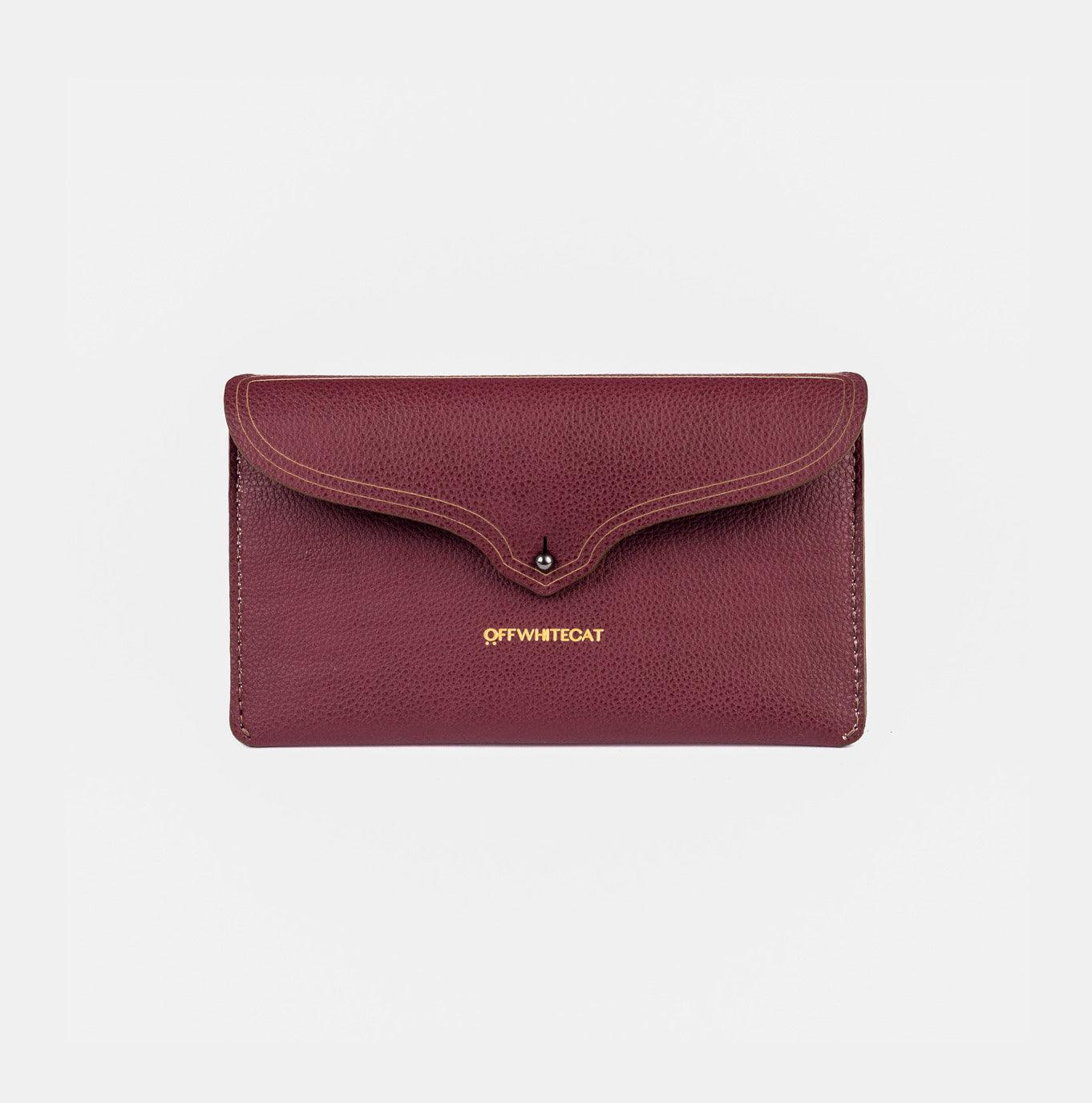 Carteira 'Nina' Bordeaux-Off White Cat-