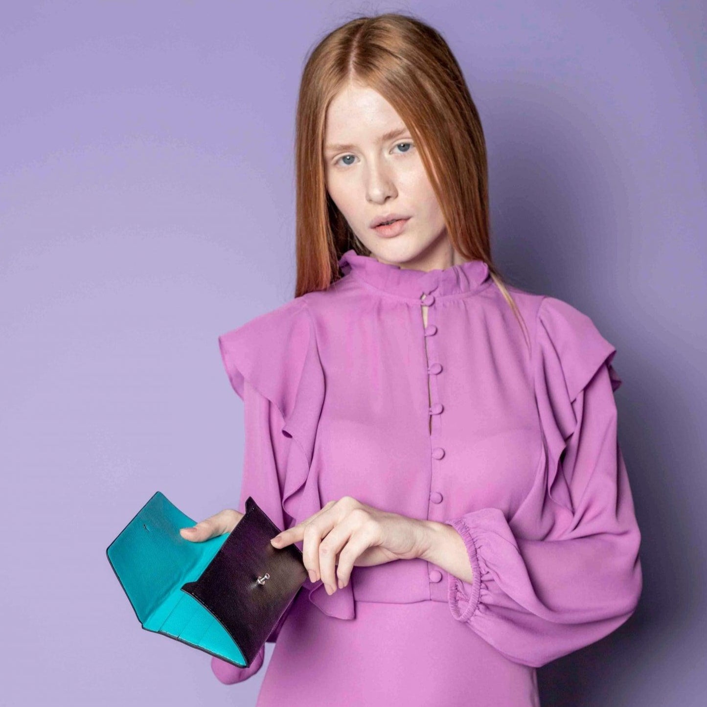 Carteira 'Frida' Black-Off White Cat-