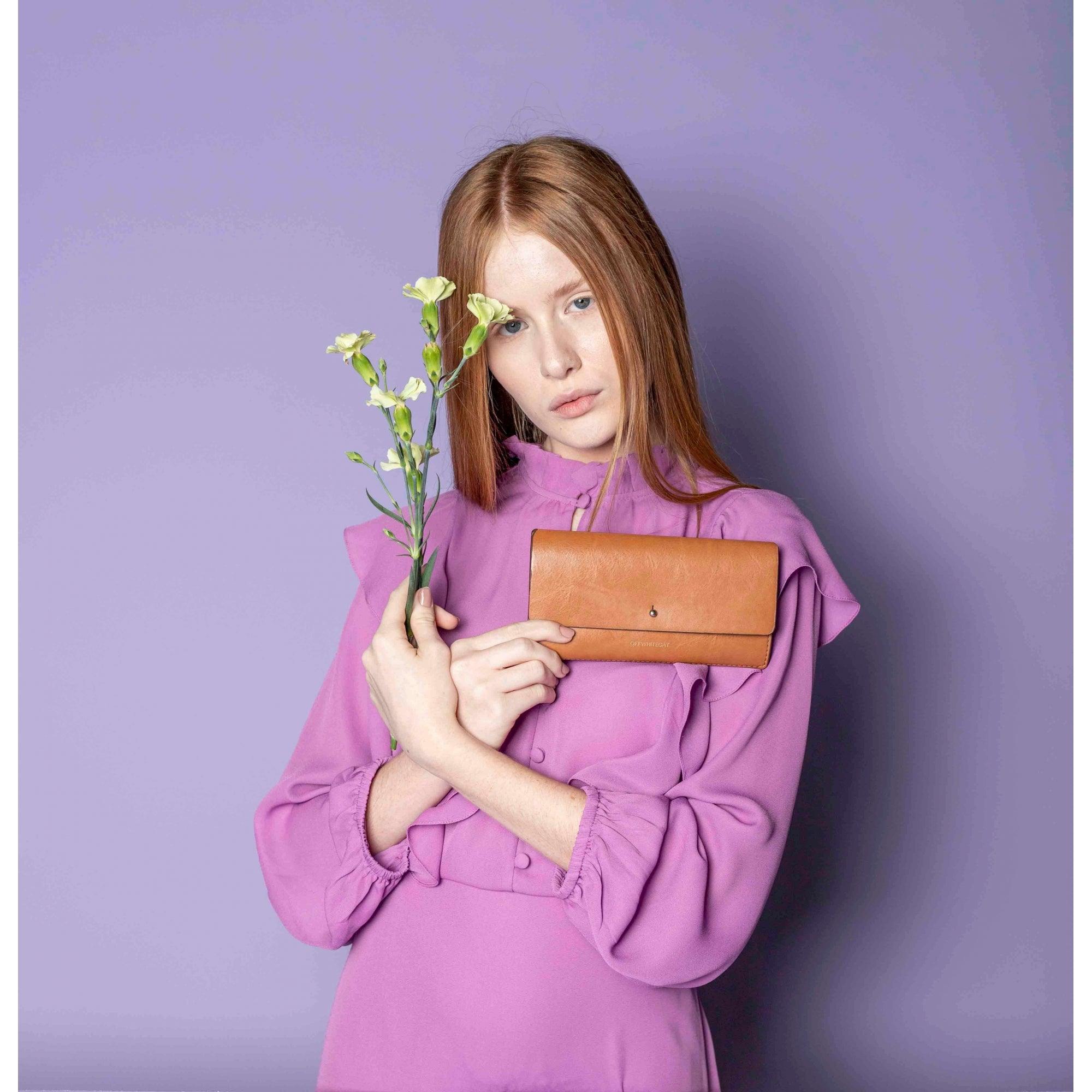 Carteira 'Frida' Natural-Off White Cat-