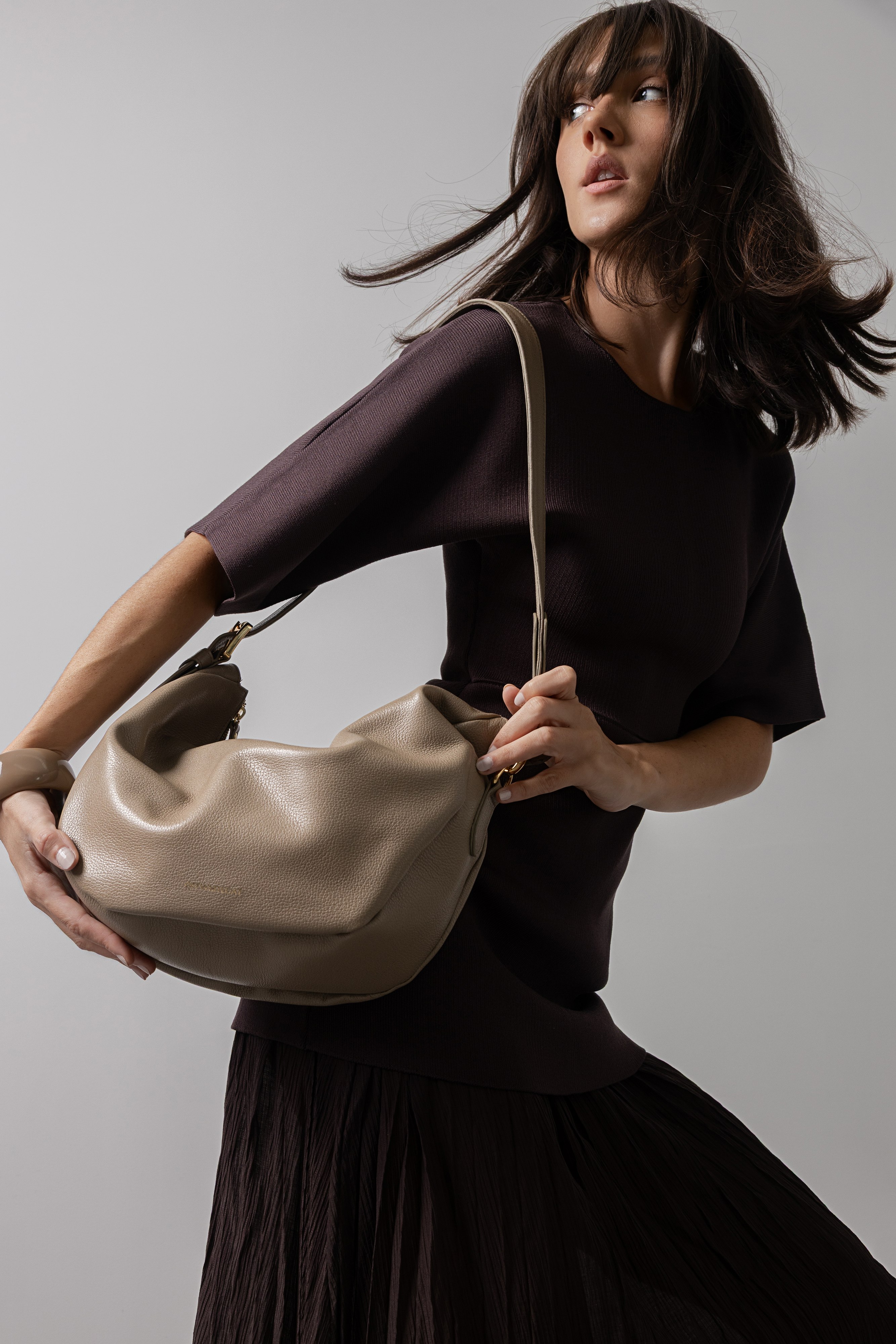 Bolsa 'Zoe' Couro - Oliva