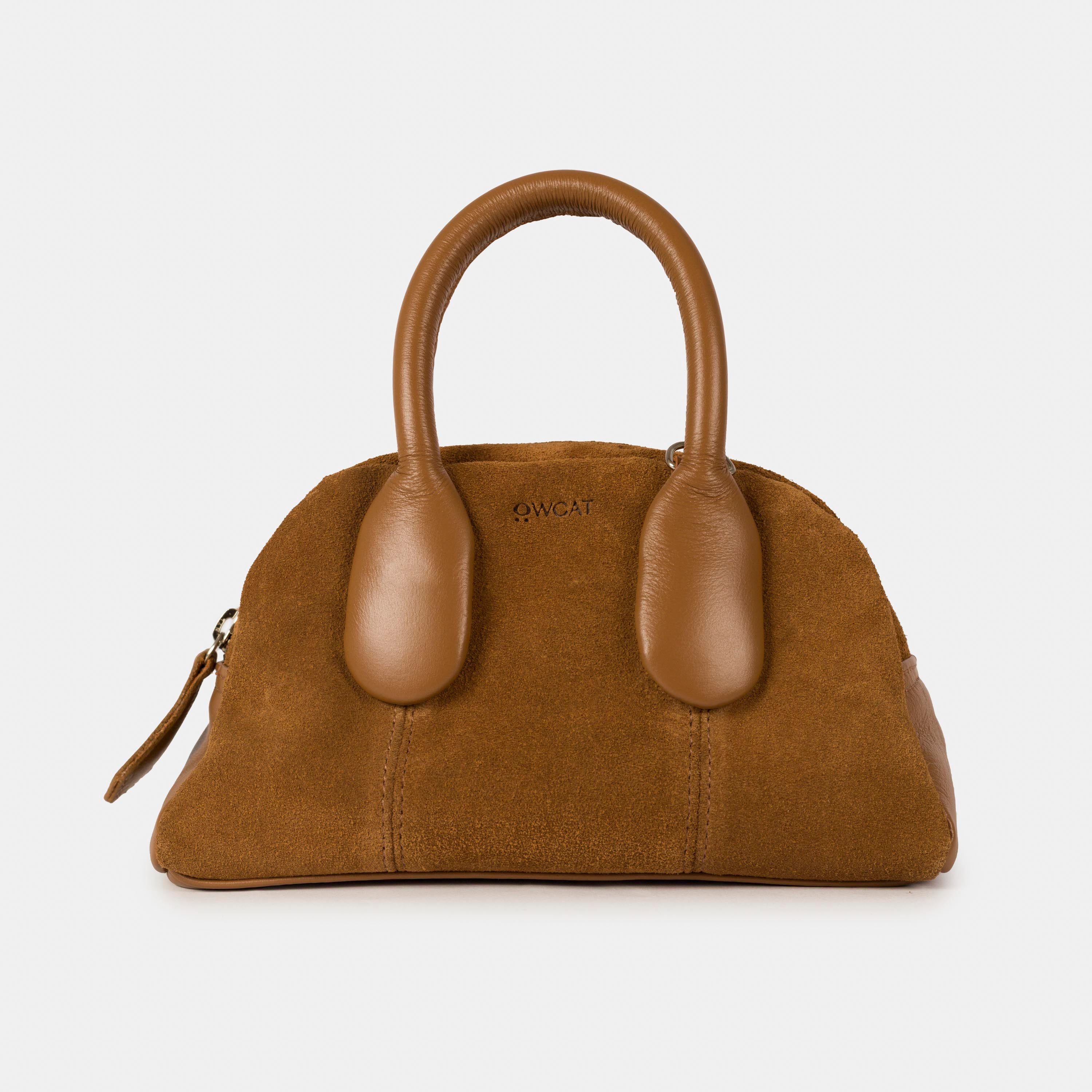 Bolsa 'Mini Suki' Couro/Camurça - Camel