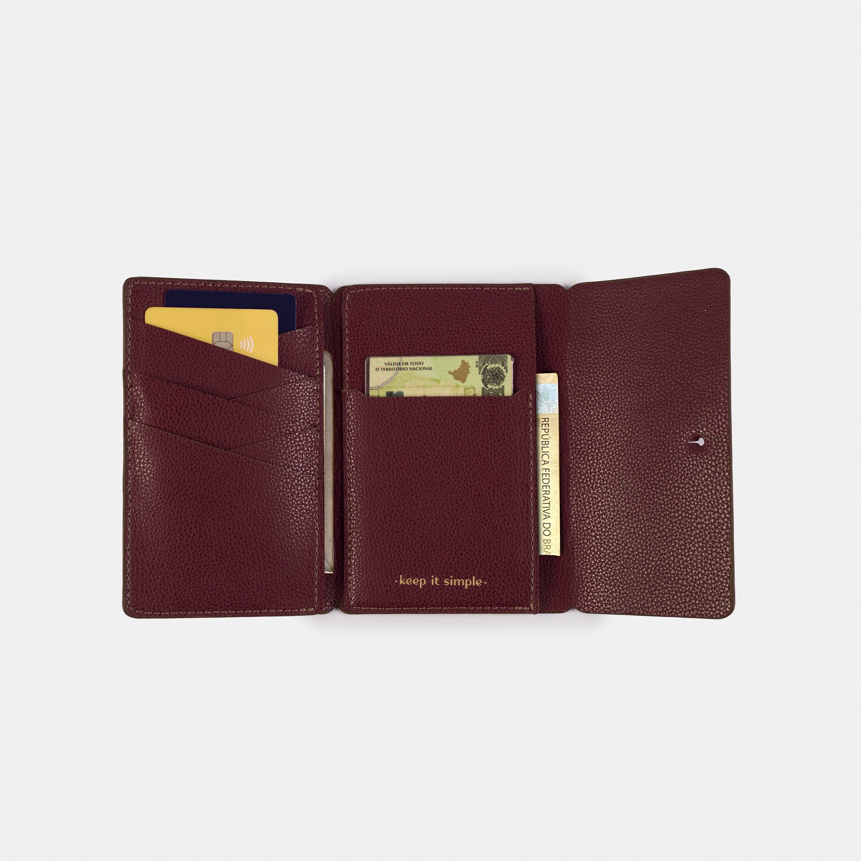 Carteira 'Cassi' Bordeaux-Off White Cat-