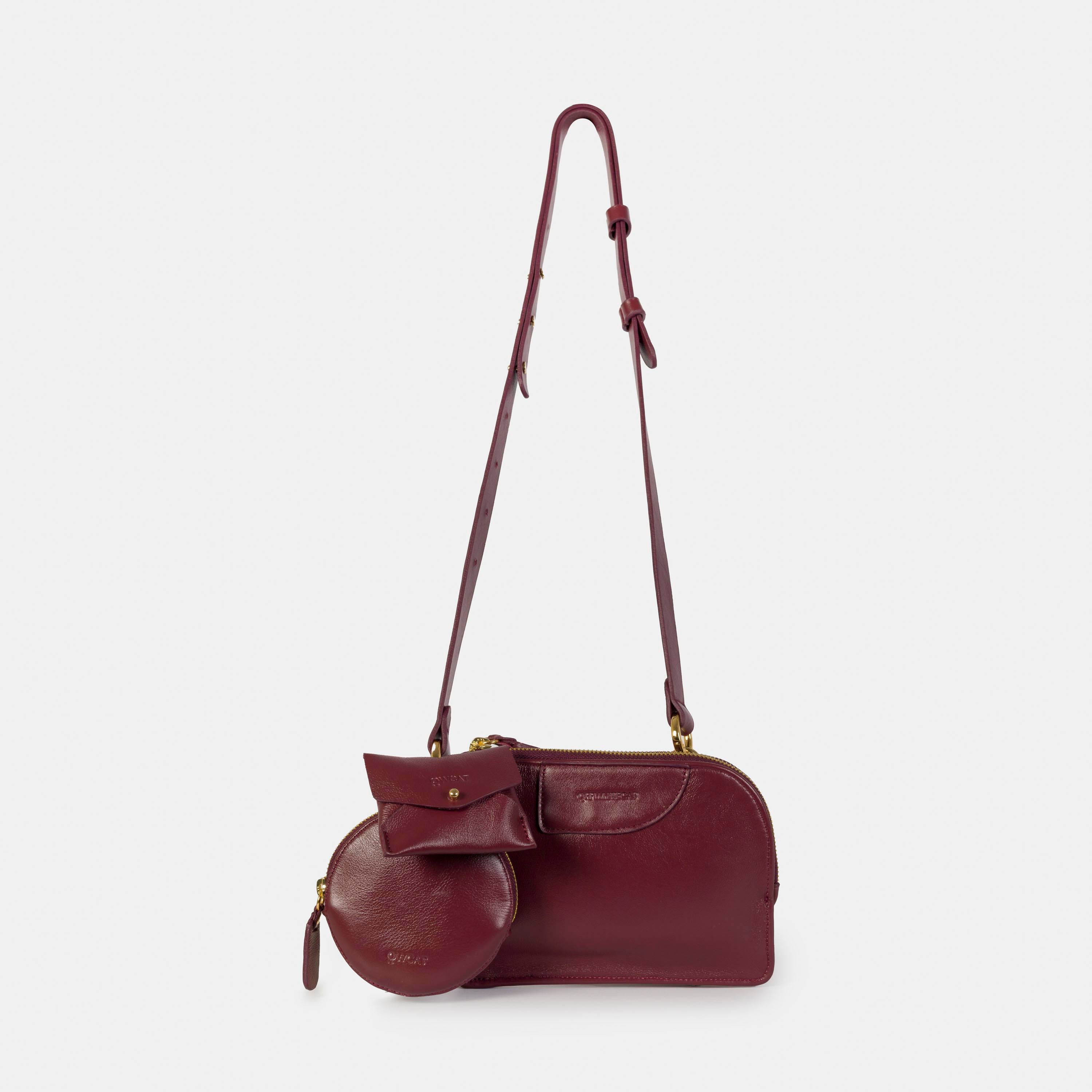 Bolsa 'Ayla' Couro Bordeaux