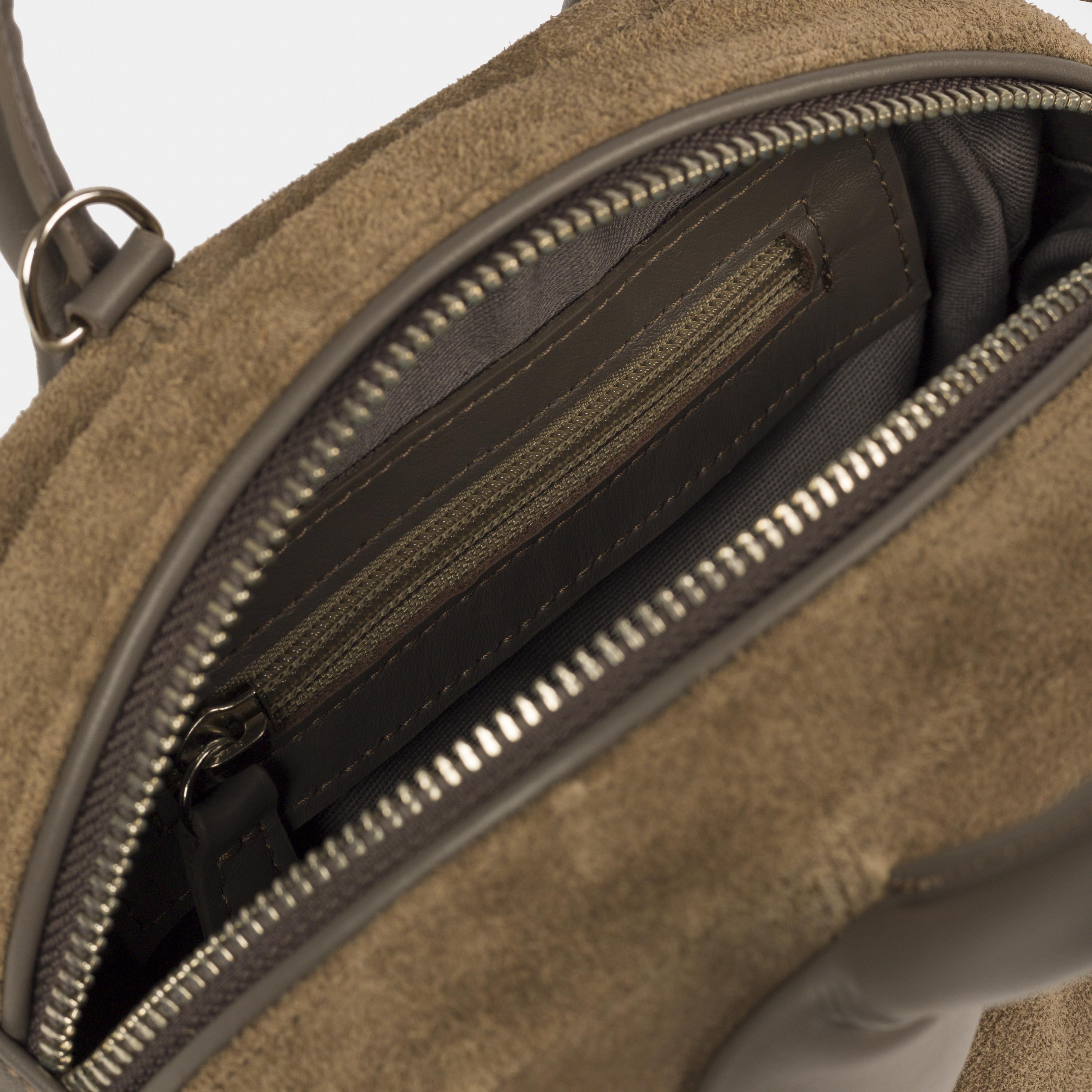 Bolsa 'Mini Suki' Couro/Camurça - Grey