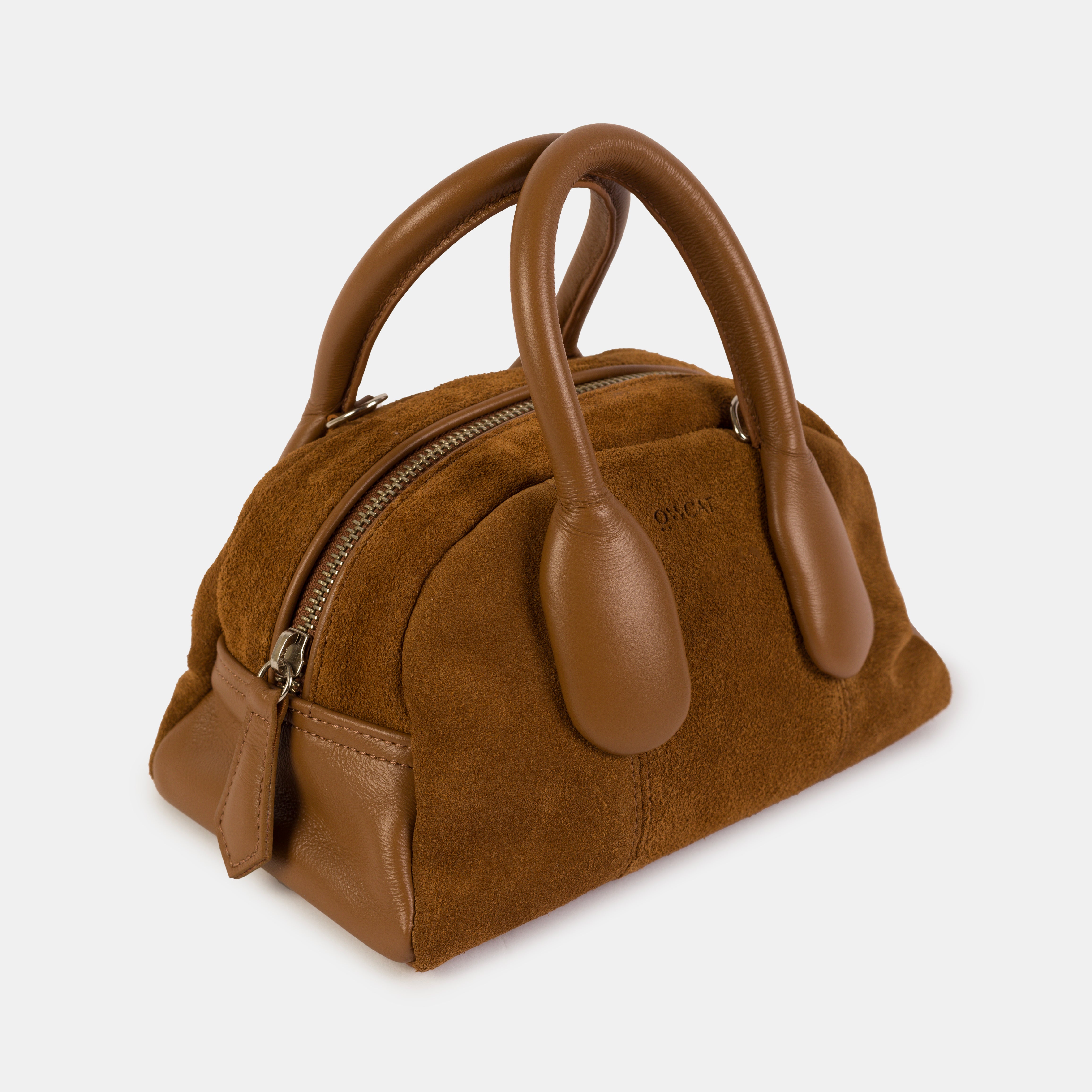 Bolsa 'Mini Suki' Couro/Camurça - Camel