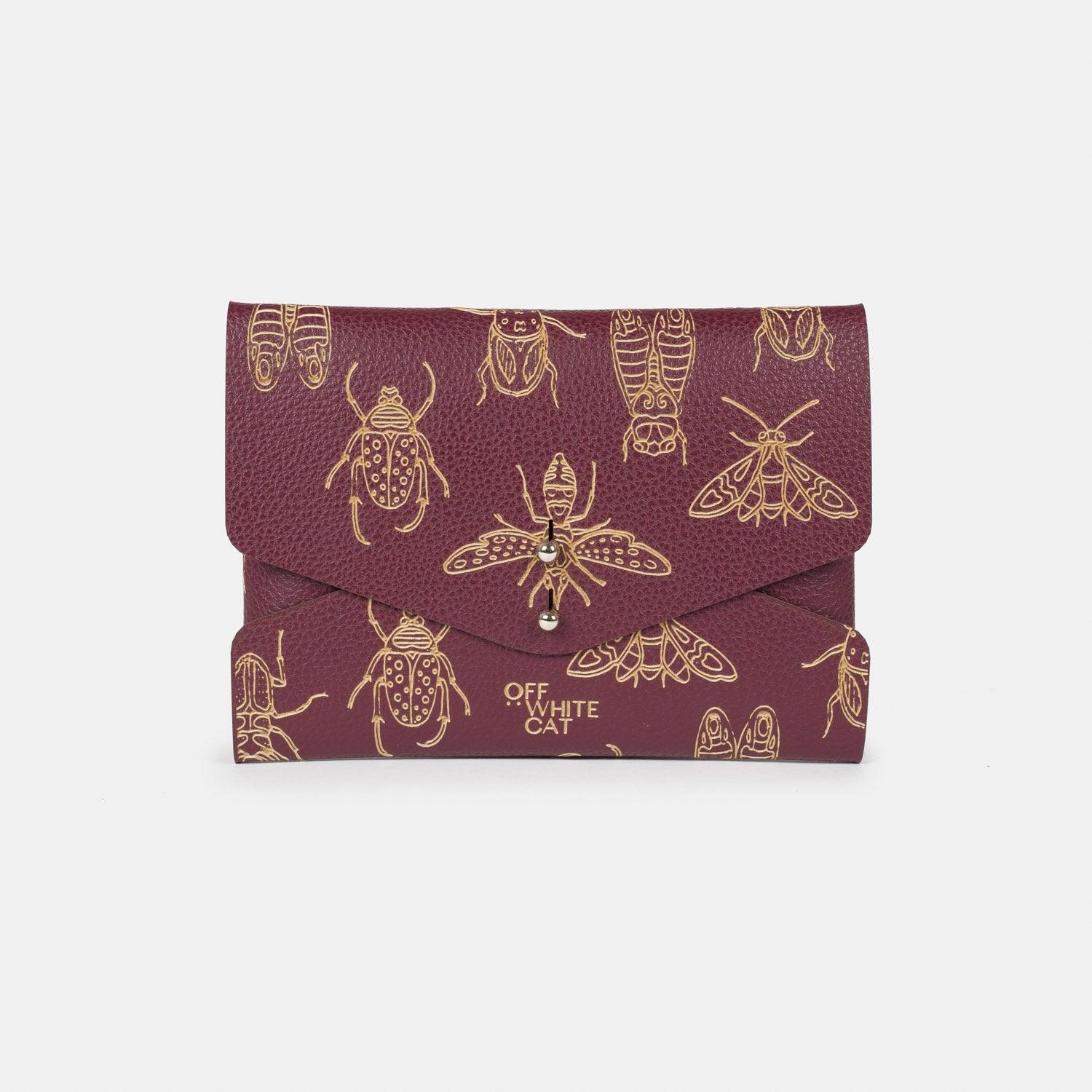 Carteira 'Lola' Bordeaux-Off White Cat-