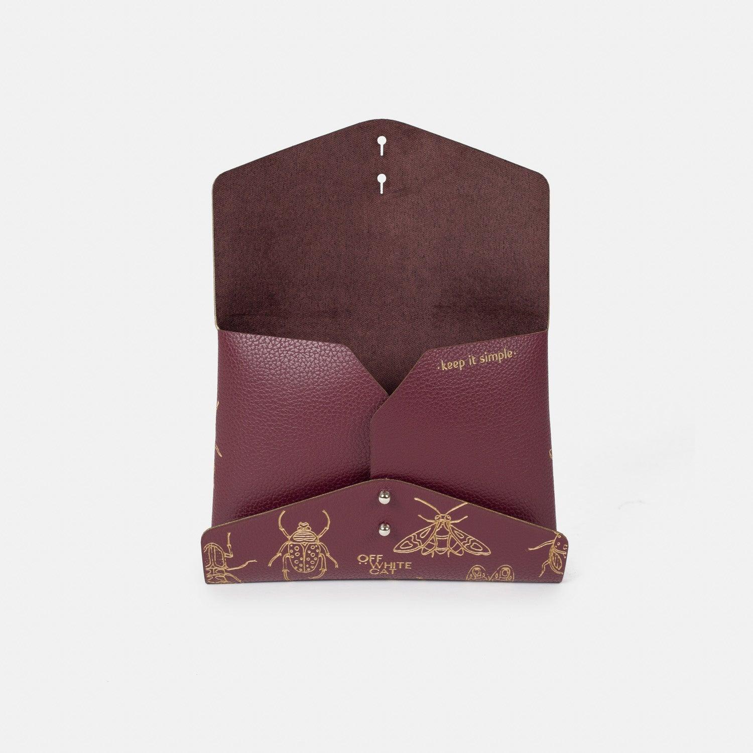 Carteira 'Lola' Bordeaux-Off White Cat-