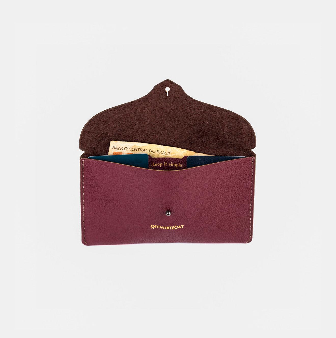 Carteira 'Nina' Bordeaux-Off White Cat-