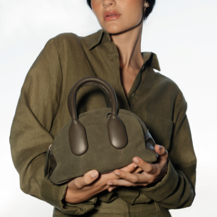 Bolsa 'Mini Suki' Couro/Camurça - Army