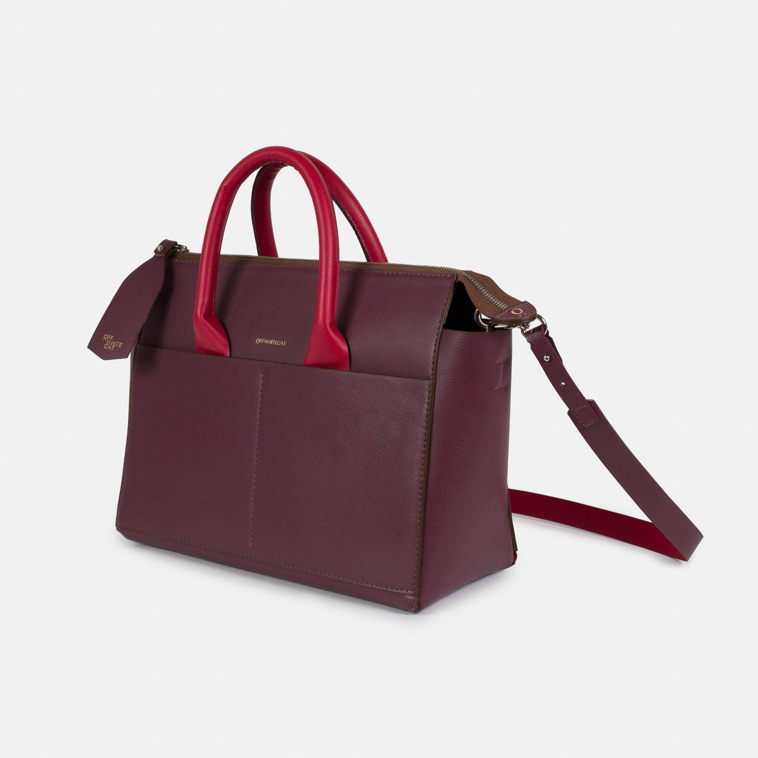 Bolsa 'Mini Juno' Bordeaux-Off White Cat-Bolsa