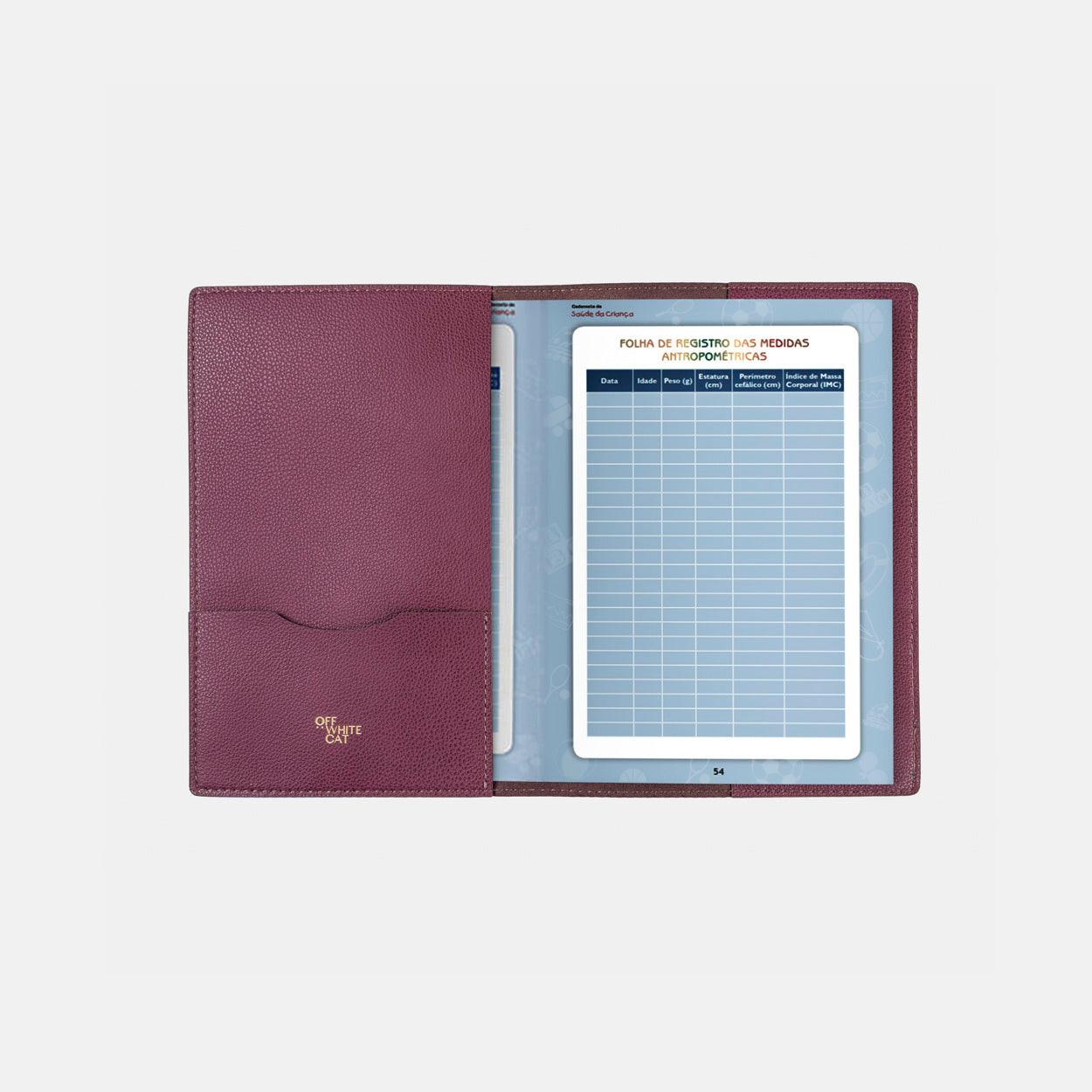 Capa Caderneta de Saúde 'Juno' Bordeaux-Off White Cat-